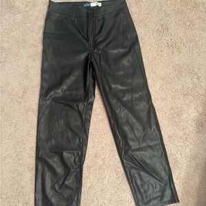 Old Navy Black Faux Leather Straight-Leg Pants